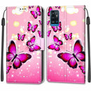 Voltage Coloured Drawing Magnetic Clasp Horizontal Flip PU Leather Case with Holder & Card Slots For ZTE Blade A71(C03 Gradient Pink Flying Butterflies)