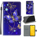 Voltage Coloured Drawing Magnetic Clasp Horizontal Flip PU Leather Case with Holder & Card Slots For ZTE Blade A71(C11 Blue Golden Chain Butterflies)