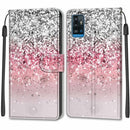 Voltage Coloured Drawing Magnetic Clasp Horizontal Flip PU Leather Case with Holder & Card Slots For ZTE Blade A71(C13 Silver Pink Glitter)