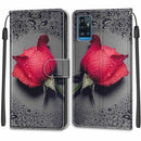 Voltage Coloured Drawing Magnetic Clasp Horizontal Flip PU Leather Case with Holder & Card Slots For ZTE Blade A71(C14 Black Water Drop Rose)