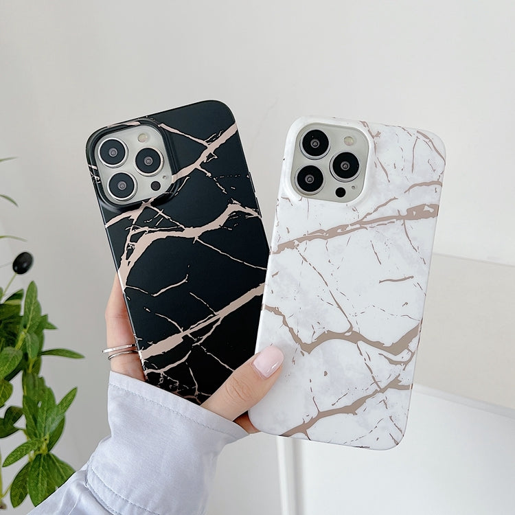 Gilding Marble Pattern Soft TPU Protective Case For iPhone 13(White)