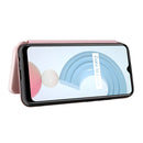 For OPPO Realme C21Y Carbon Fiber Texture Magnetic Horizontal Flip TPU + PC + PU Leather Case with Card Slot(Pink)