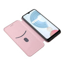 For OPPO Realme C21Y Carbon Fiber Texture Magnetic Horizontal Flip TPU + PC + PU Leather Case with Card Slot(Pink)