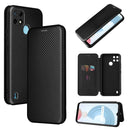 For OPPO Realme C21Y Carbon Fiber Texture Magnetic Horizontal Flip TPU + PC + PU Leather Case with Card Slot(Black)