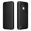For OPPO Realme C21Y Carbon Fiber Texture Magnetic Horizontal Flip TPU + PC + PU Leather Case with Card Slot(Black)