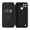 For OPPO Realme C21Y Carbon Fiber Texture Magnetic Horizontal Flip TPU + PC + PU Leather Case with Card Slot(Black)