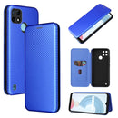 For OPPO Realme C21Y Carbon Fiber Texture Magnetic Horizontal Flip TPU + PC + PU Leather Case with Card Slot(Blue)