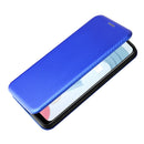 For OPPO Realme C21Y Carbon Fiber Texture Magnetic Horizontal Flip TPU + PC + PU Leather Case with Card Slot(Blue)