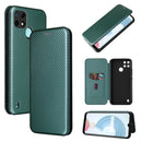 For OPPO Realme C21Y Carbon Fiber Texture Magnetic Horizontal Flip TPU + PC + PU Leather Case with Card Slot(Green)