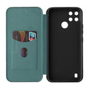 For OPPO Realme C21Y Carbon Fiber Texture Magnetic Horizontal Flip TPU + PC + PU Leather Case with Card Slot(Green)