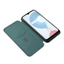 For OPPO Realme C21Y Carbon Fiber Texture Magnetic Horizontal Flip TPU + PC + PU Leather Case with Card Slot(Green)