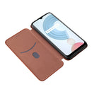 For OPPO Realme C21Y Carbon Fiber Texture Magnetic Horizontal Flip TPU + PC + PU Leather Case with Card Slot(Brown)