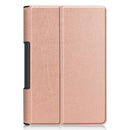 For Lenovo Yoga Smart Tab Custer Texture Horizontal Flip Leather Case with Two-folding Holder(Rose Gold)
