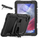 Shockproof Colorful Silica Gel + PC Protective Case with Holder & Shoulder Strap For Samsung Galaxy A7 Lite T220 / T225(Black)