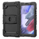 Shockproof Colorful Silica Gel + PC Protective Case with Holder & Shoulder Strap For Samsung Galaxy A7 Lite T220 / T225(Black)