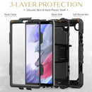 Shockproof Colorful Silica Gel + PC Protective Case with Holder & Shoulder Strap For Samsung Galaxy A7 Lite T220 / T225(Black)