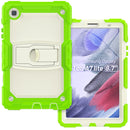 Shockproof Colorful Silica Gel + PC Protective Case with Holder & Shoulder Strap For Samsung Galaxy A7 Lite T220 / T225(Yellow Green)