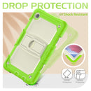 Shockproof Colorful Silica Gel + PC Protective Case with Holder & Shoulder Strap For Samsung Galaxy A7 Lite T220 / T225(Yellow Green)