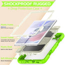 Shockproof Colorful Silica Gel + PC Protective Case with Holder & Shoulder Strap For Samsung Galaxy A7 Lite T220 / T225(Yellow Green)