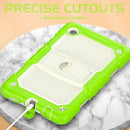 Shockproof Colorful Silica Gel + PC Protective Case with Holder & Shoulder Strap For Samsung Galaxy A7 Lite T220 / T225(Yellow Green)