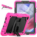 Shockproof Colorful Silica Gel + PC Protective Case with Holder & Shoulder Strap For Samsung Galaxy A7 Lite T220 / T225(Rose Red)