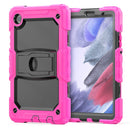 Shockproof Colorful Silica Gel + PC Protective Case with Holder & Shoulder Strap For Samsung Galaxy A7 Lite T220 / T225(Rose Red)