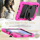Shockproof Colorful Silica Gel + PC Protective Case with Holder & Shoulder Strap For Samsung Galaxy A7 Lite T220 / T225(Rose Red)