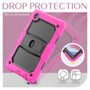 Shockproof Colorful Silica Gel + PC Protective Case with Holder & Shoulder Strap For Samsung Galaxy A7 Lite T220 / T225(Rose Red)