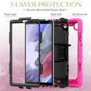 Shockproof Colorful Silica Gel + PC Protective Case with Holder & Shoulder Strap For Samsung Galaxy A7 Lite T220 / T225(Rose Red)