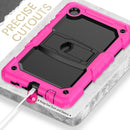 Shockproof Colorful Silica Gel + PC Protective Case with Holder & Shoulder Strap For Samsung Galaxy A7 Lite T220 / T225(Rose Red)