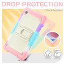 Shockproof Colorful Silica Gel + PC Protective Case with Holder & Shoulder Strap For Samsung Galaxy A7 Lite T220 / T225(Colorful Pink)