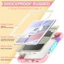 Shockproof Colorful Silica Gel + PC Protective Case with Holder & Shoulder Strap For Samsung Galaxy A7 Lite T220 / T225(Colorful Pink)