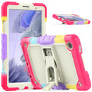 Shockproof Colorful Silica Gel + PC Protective Case with Holder & Shoulder Strap For Samsung Galaxy A7 Lite T220 / T225(Colorful Red)