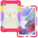 Shockproof Colorful Silica Gel + PC Protective Case with Holder & Shoulder Strap For Samsung Galaxy A7 Lite T220 / T225(Colorful Red)