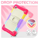 Shockproof Colorful Silica Gel + PC Protective Case with Holder & Shoulder Strap For Samsung Galaxy A7 Lite T220 / T225(Colorful Red)