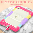 Shockproof Colorful Silica Gel + PC Protective Case with Holder & Shoulder Strap For Samsung Galaxy A7 Lite T220 / T225(Colorful Red)