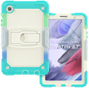 Shockproof Colorful Silica Gel + PC Protective Case with Holder & Shoulder Strap For Samsung Galaxy A7 Lite T220 / T225(Colorful Blue)