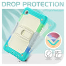 Shockproof Colorful Silica Gel + PC Protective Case with Holder & Shoulder Strap For Samsung Galaxy A7 Lite T220 / T225(Colorful Blue)
