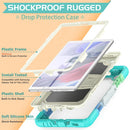 Shockproof Colorful Silica Gel + PC Protective Case with Holder & Shoulder Strap For Samsung Galaxy A7 Lite T220 / T225(Colorful Blue)