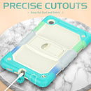 Shockproof Colorful Silica Gel + PC Protective Case with Holder & Shoulder Strap For Samsung Galaxy A7 Lite T220 / T225(Colorful Blue)