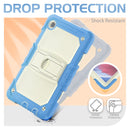 Shockproof Colorful Silica Gel + PC Protective Case with Holder & Shoulder Strap For Samsung Galaxy A7 Lite T220 / T225(Cyan Blue)
