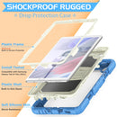 Shockproof Colorful Silica Gel + PC Protective Case with Holder & Shoulder Strap For Samsung Galaxy A7 Lite T220 / T225(Cyan Blue)