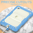 Shockproof Colorful Silica Gel + PC Protective Case with Holder & Shoulder Strap For Samsung Galaxy A7 Lite T220 / T225(Cyan Blue)