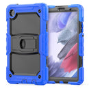 Shockproof Colorful Silica Gel + PC Protective Case with Holder & Shoulder Strap For Samsung Galaxy A7 Lite T220 / T225(Dark Blue)