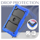 Shockproof Colorful Silica Gel + PC Protective Case with Holder & Shoulder Strap For Samsung Galaxy A7 Lite T220 / T225(Dark Blue)