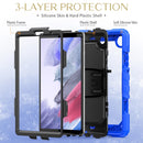 Shockproof Colorful Silica Gel + PC Protective Case with Holder & Shoulder Strap For Samsung Galaxy A7 Lite T220 / T225(Dark Blue)