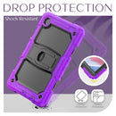 Shockproof Colorful Silica Gel + PC Protective Case with Holder & Shoulder Strap For Samsung Galaxy A7 Lite T220 / T225(Purple)