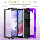Shockproof Colorful Silica Gel + PC Protective Case with Holder & Shoulder Strap For Samsung Galaxy A7 Lite T220 / T225(Purple)