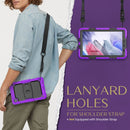 Shockproof Colorful Silica Gel + PC Protective Case with Holder & Shoulder Strap For Samsung Galaxy A7 Lite T220 / T225(Purple)