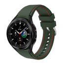 For Samsung Galaxy Watch4 / Watch4 Classic Silicone Stitching Watch Band(Army Green Red)